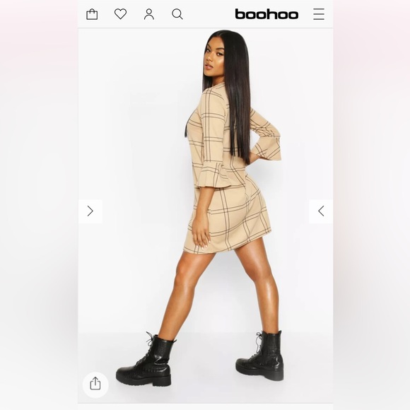 Boohoo Cream Shift Dress with Bell Sleeves - Picture 7 of 7